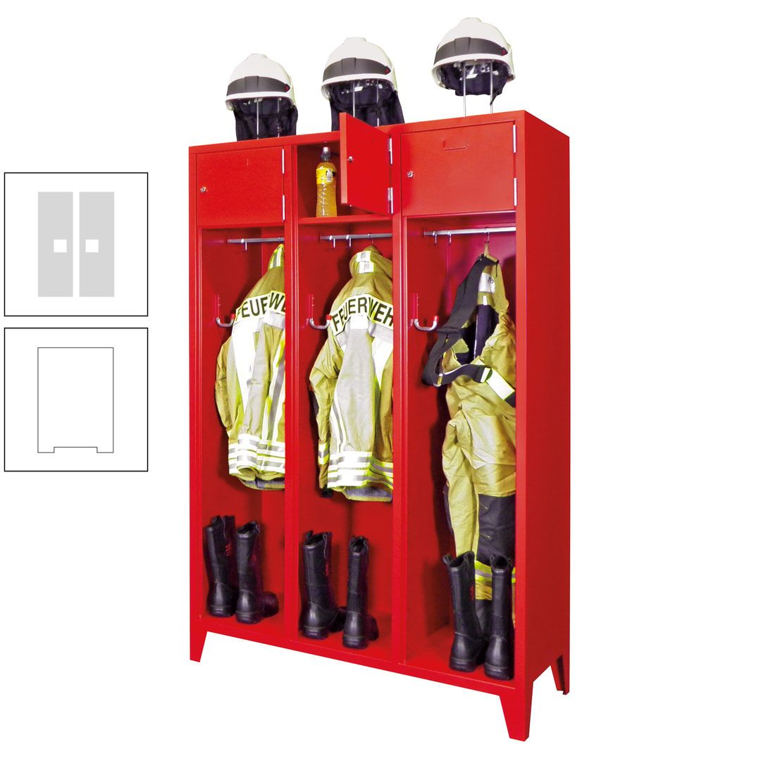 Feuerwehrschrank - 2 Abteile - Ablagefach mit Tür, Etikettenrahmen - 2.100 x 830 x 500 mm (HxBxT) - anthrazitgrau