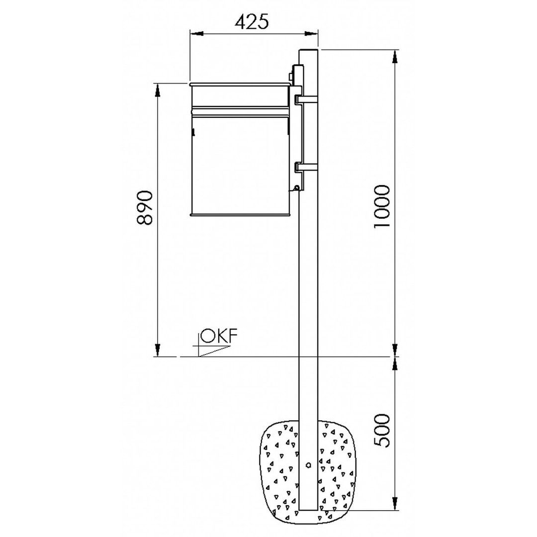 Abfallbehälter, Papierkorb, Mülleimer mit Prägung, 430 mm Höhe, 330 mm Durchmesser, 35 l Volumen, Wand- oder Pfostenmontage, anthrazitgrau
