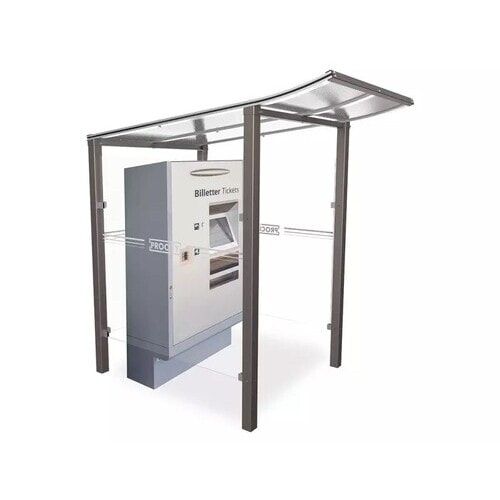 Automatenüberdachung, Automatendach, Stahlpfosten, Polycarbonatdach, UV-behandelt, Einbetonierung, 2.100 x 1.300 x 1.500 mm (HxBxT), Farbe enzianblau