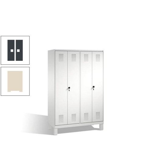 Doppel-Spind, Doppeltüren, Garderobenschrank mit Füßen, 4 Abteile a 300 mm, Korpus anthrazitgrau, Tür anthrazitgrau, 1.850 x 1.200 x 500 mm (HxBxT)