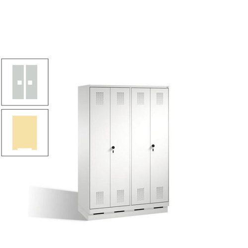 Doppel-Spind, Doppeltüren, Garderobenschrank mit Sockel, 4 Abteile a 300 mm, Korpus anthrazitgrau, Tür anthrazitgrau, 1.800 x 1.200 x 500 mm (HxBxT)