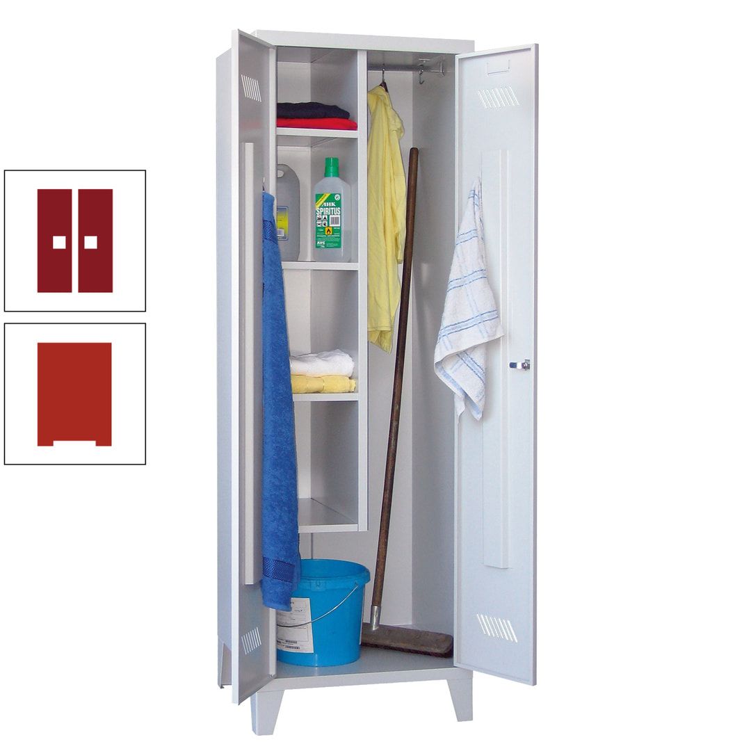Putzschrank mit Füßen - 1 Abteil mit Trennwand - 1.850x600x500 mm (HxBxT) - Drehriegel - anthrazitgrau