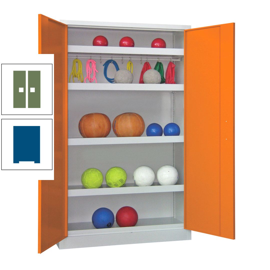 Ballschrank - Vollblechtüren - 4 Böden - 1 Hakenleiste - 1.950x1.200x500 mm (HxBxT) - anthrazitgrau