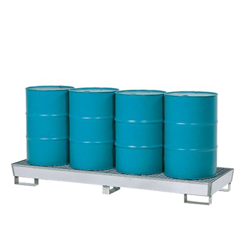 Auffangwanne - 400 l - 850 kg - Gitterrost - Staplerschuhe - 355 x 2.470 x 815 mm (HxBxT) - enzianblau