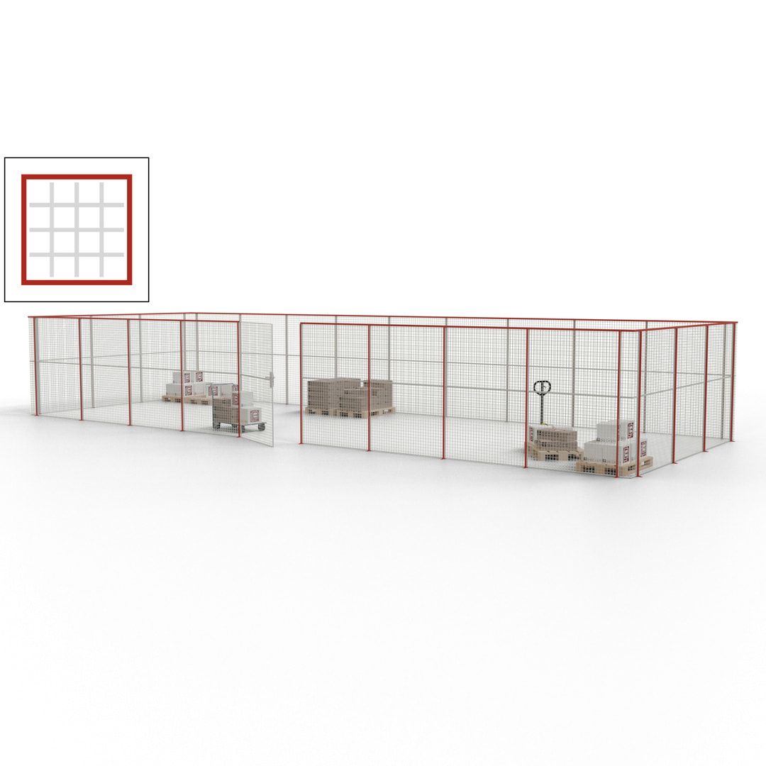 Maschinen Schutzgitter - Hallentrennwand - Sicherheitszaun - Tür - 36 m - 2.200 x 13.900 x 4.900 mm (HxBxT) - enzianblau