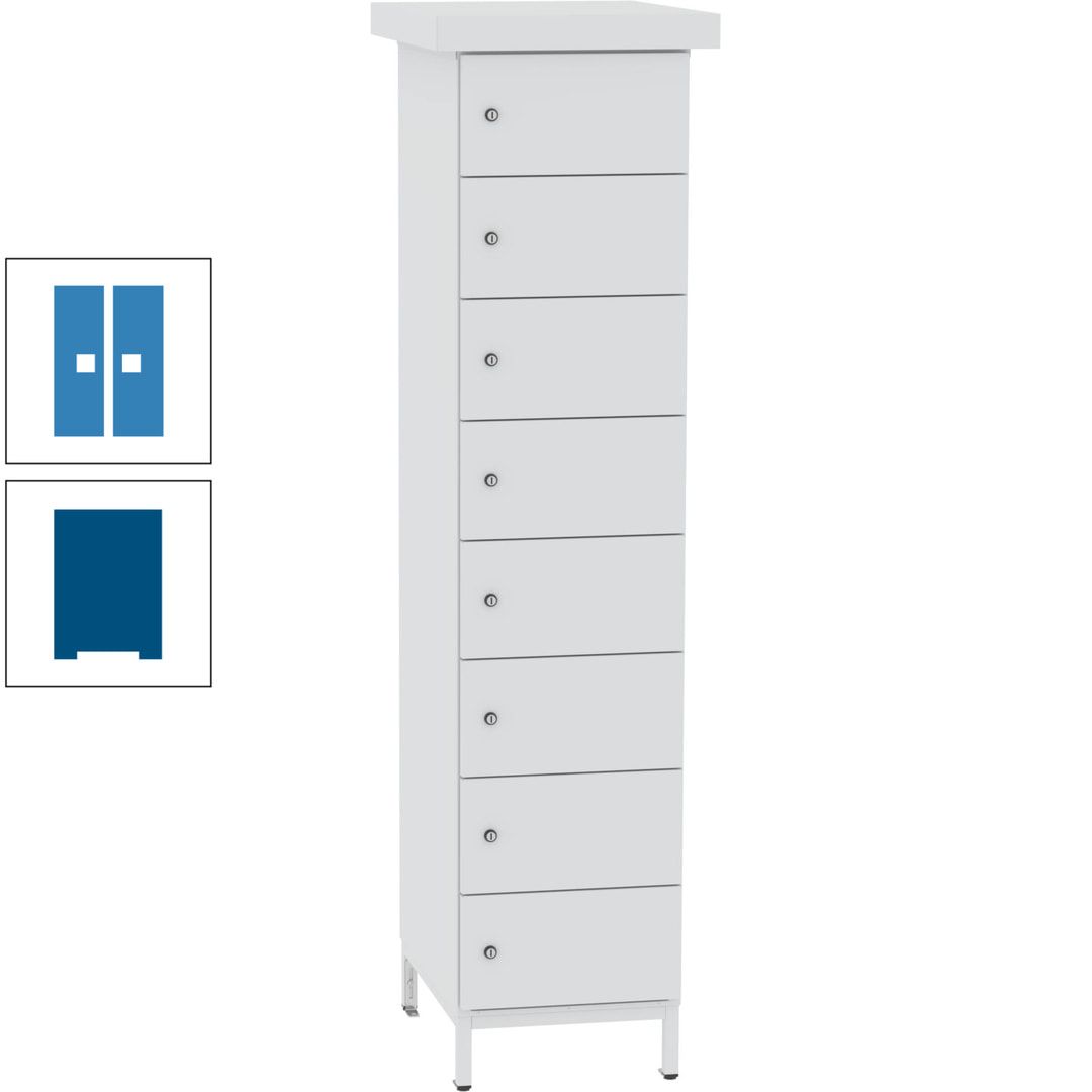Akkuschrank, Batterieladeschrank, 8 Fächer, Schutzart IP54, Schuko, 1.855 x 400x 570 mm (HxBxT), Korpusfarbe anthrazitgrau, Frontfarbe anthrazitgrau
