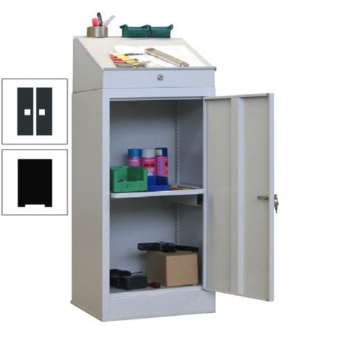Stehpult mit Schrank - Vollblechtür - Zylinderschloss - 1 Ausziehboden - 1.270x500x500 mm (HxBxT) - anthrazitgrau