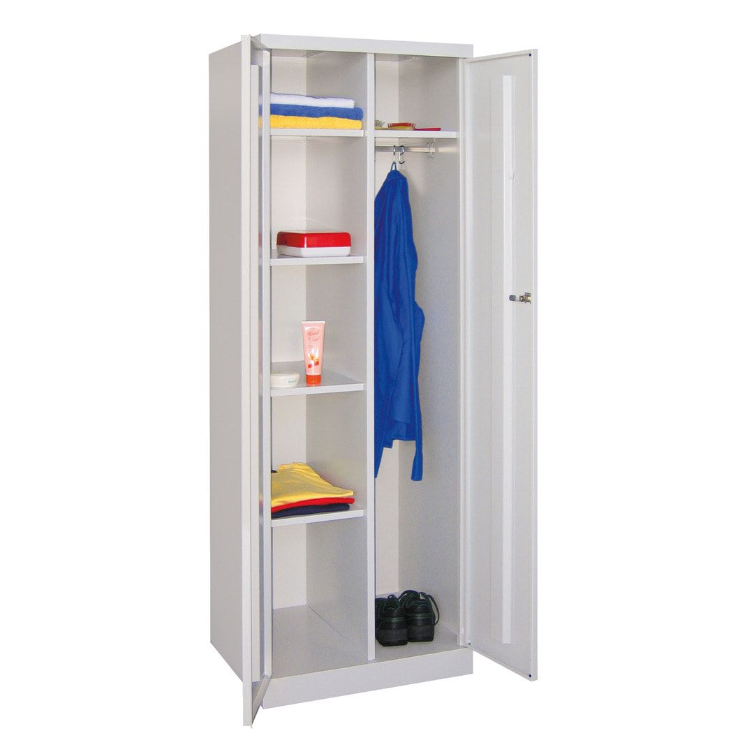 Kleiderschrank mit Sockel - Spind - 1 Abteil mit Trennwand - 1.800x600x500 mm (HxBxT) - Zylinderschloss - anthrazitgrau