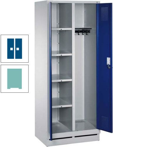 Mehrzweckschrank, Doppeltüren, Füße, 2 Abteile a 300 mm, Korpus anthrazitgrau, Tür anthrazitgrau, 1.800 x 600 x 500 mm (HxBxT)