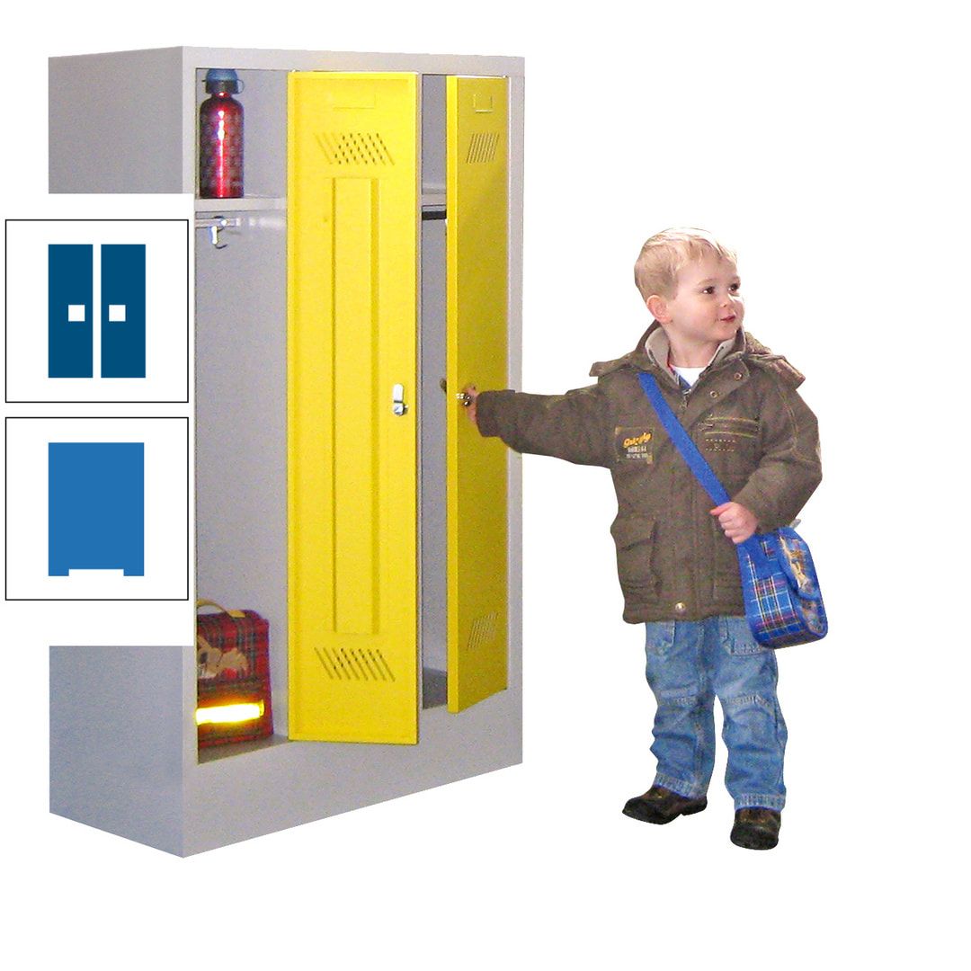 Spindschrank f. Kindergärten - mit Sockel - Höhe 1.300 mm - 2 Abteile a 250 mm - Drehriegel - anthrazitgrau