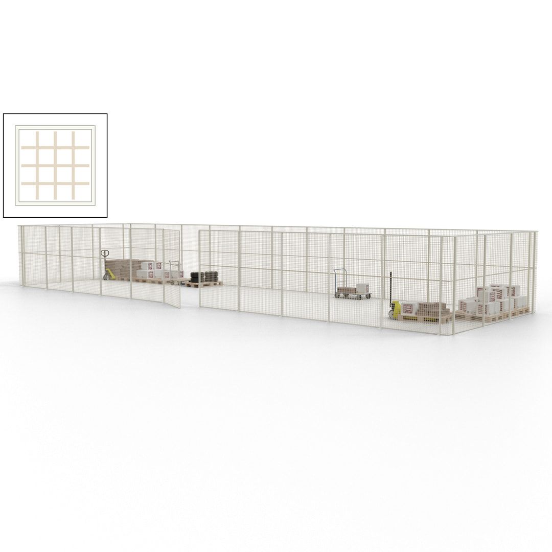 Maschinen Schutzgitter - Hallentrennwand - Sicherheitszaun - Tür - 42 m - 2.200 x 16.900 x 4.900 mm (HxBxT) - enzianblau