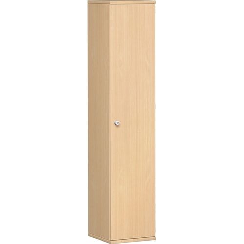 Flügeltürenschrank, Holztüren, Schloss links, 5 Ordnerhöhen, 4 Einlegeböden, 1.920 x 400 x 425 mm (HxBxT), Frontfarbe Ahorn, Korpusfarbe Ahorn