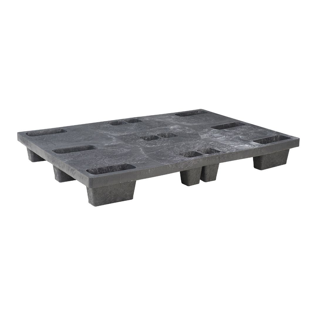 Kunststoff Palette - offen - Polyethylen (PE-RE) - Traglast 1.200 kg - 145 x 1.000 x 1.200 mm (HxBxT) - schwarz