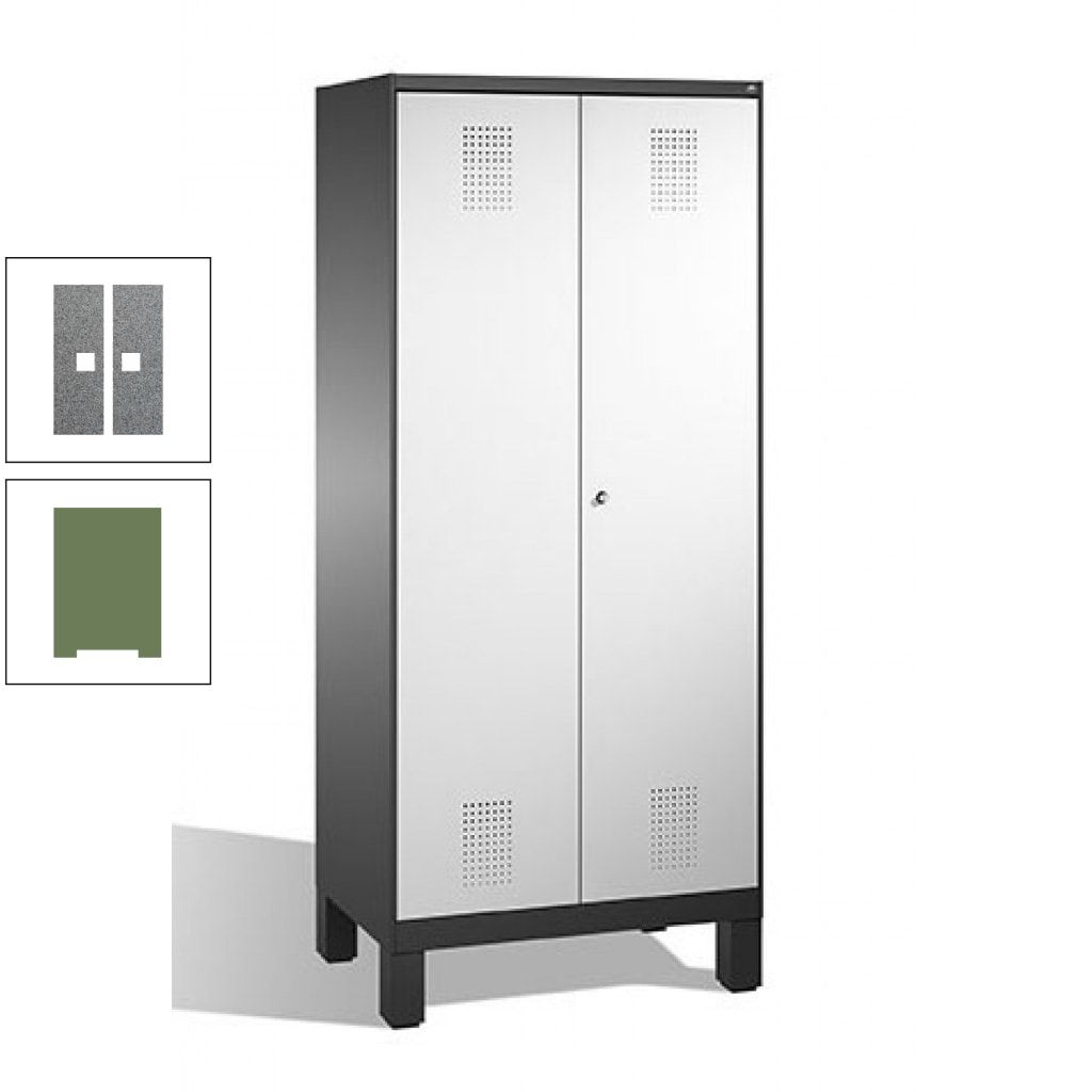Mehrzweckschrank, Doppeltüren, auf Füßen, 2 Abteile a 400 mm, Korpus anthrazitgrau, Tür anthrazitgrau, 1.850 x 800 x 500 mm (HxBxT)
