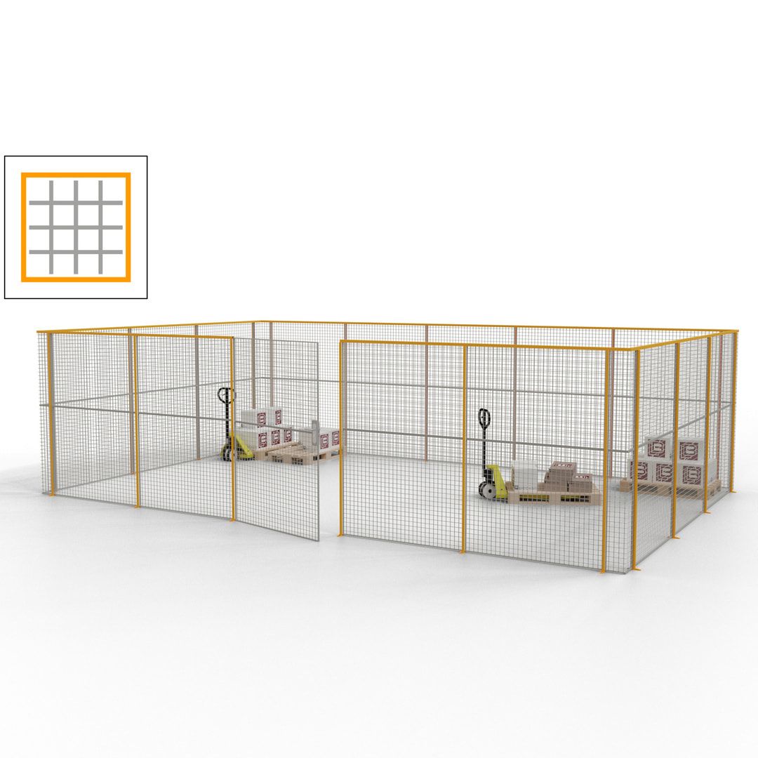 Maschinen Schutzgitter - Hallentrennwand - Sicherheitszaun - Tür - 22 m - 2.200 x 7.900 x 4.900 mm (HxBxT) - enzianblau