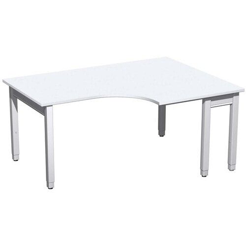 Eckschreibtisch, Eckteil 800 mm, rechts, einseitig verkürzt, 4-Fuß Quadrat Pro, höhenverstellbar, 680-800 x 1.600 x 1.200 mm (HxBxT), Dekor Ahorn
