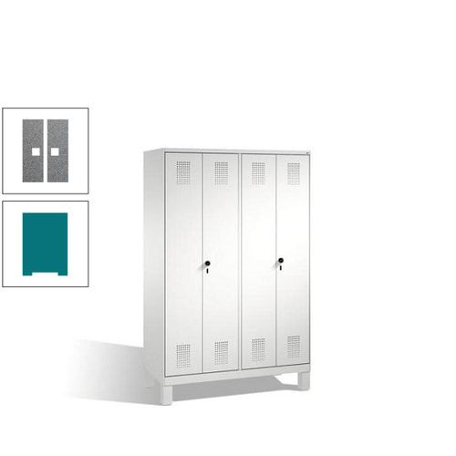Doppel-Spind, Doppeltüren, Garderobenschrank mit Füßen, 4 Abteile a 300 mm, Korpus anthrazitgrau, Tür anthrazitgrau, 1.850 x 1.200 x 500 mm (HxBxT)