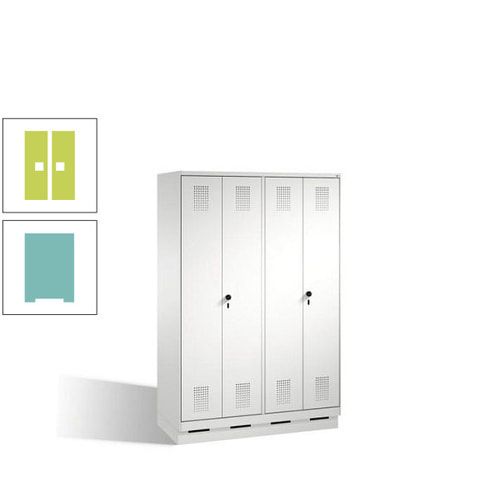 Doppel-Spind, Doppeltüren, Garderobenschrank mit Sockel, 4 Abteile a 300 mm, Korpus anthrazitgrau, Tür anthrazitgrau, 1.800 x 1.200 x 500 mm (HxBxT)