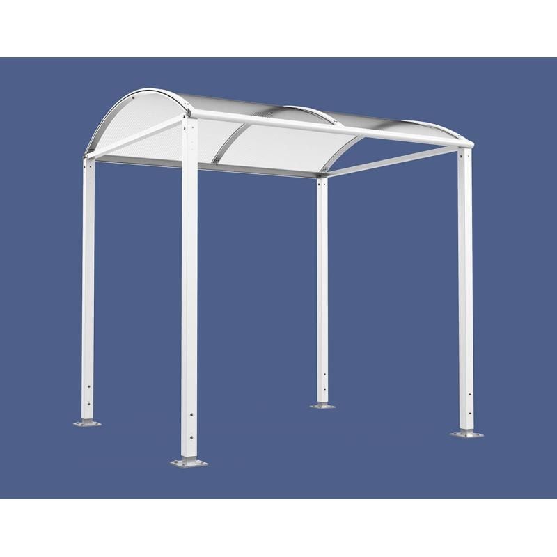 Fahrradunterstand, Fahrradüberdachung, Erweiterung, LED Beleuchtung, 2.635 x 2.500 x 2.090 mm (HxBxT), auf Bodenplatten, Regenrinne, Farbe enzianblau