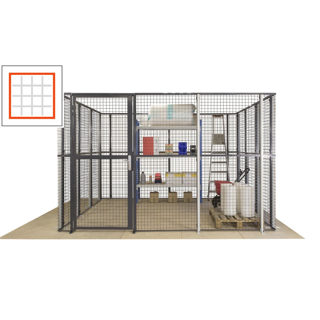 Maschinen Schutzgitter - Hallentrennwand - Sicherheitszaun - Tür - 108 m - 2.200 x 33.400 x 21.400 mm (HxBxT) - enzianblau