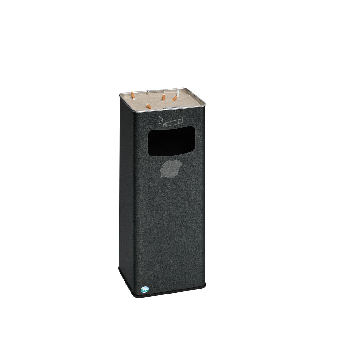 Abfallsammler mit Ascher - viereckig - Volumen 32 l - 665 x 260 x 260 mm (HxBxT) - Antik silber