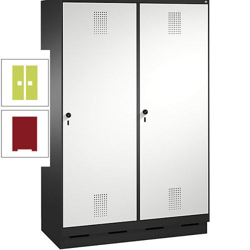 Doppel-Spind, Garderobenschrank, 2 Türen für 4 Abteile a 300 mm, Korpus anthrazitgrau, Türen anthrazitgrau, 1.800 x 1.200 x 500 mm (HxBxT)