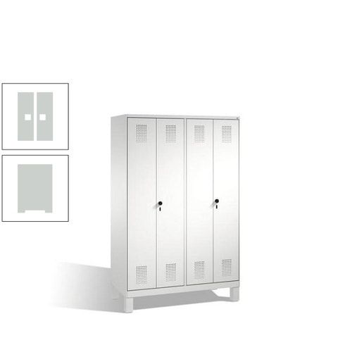 Doppel-Spind, Doppeltüren, Garderobenschrank mit Füßen, 4 Abteile a 300 mm, Korpus anthrazitgrau, Tür anthrazitgrau, 1.850 x 1.200 x 500 mm (HxBxT)