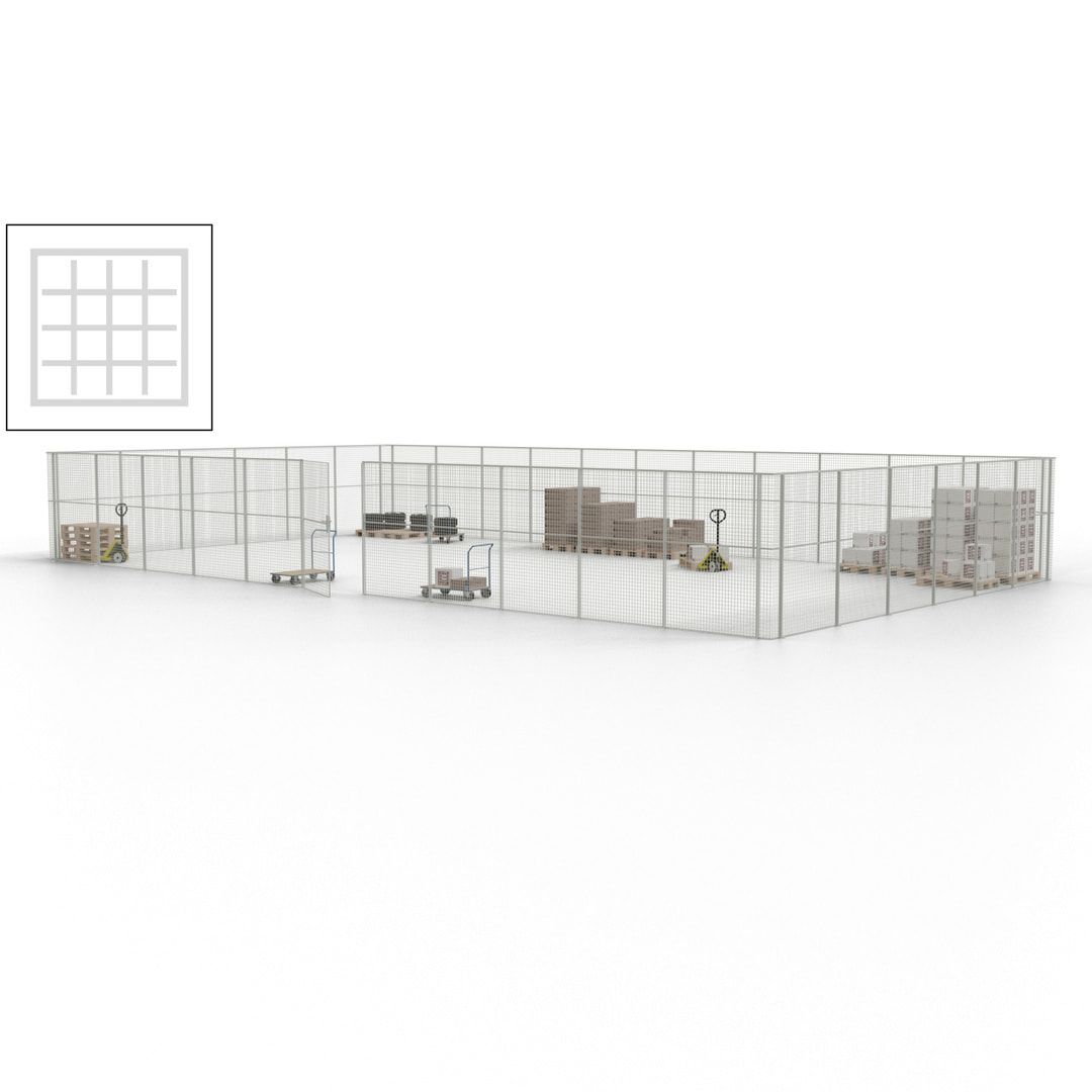 Maschinen Schutzgitter - Hallentrennwand - Sicherheitszaun - Tür - 51 m - 2.200 x 16.900 x 9.400 mm (HxBxT) - enzianblau