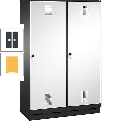 Doppel-Spind, Garderobenschrank, 2 Türen für 4 Abteile a 300 mm, Korpus anthrazitgrau, Türen anthrazitgrau, 1.800 x 1.200 x 500 mm (HxBxT)