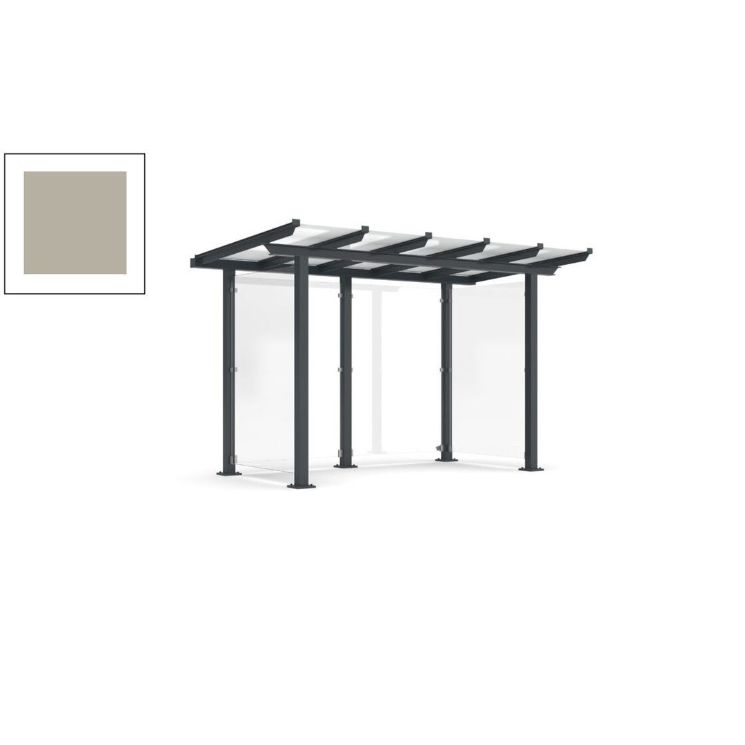 Unterstand mit Pultdach und Sicherheitsglas - feuerverzinkt und farbbeschichtet - 2.435 x 3.850 x 2.090 (HxBxT) - Farbe Achatgrau