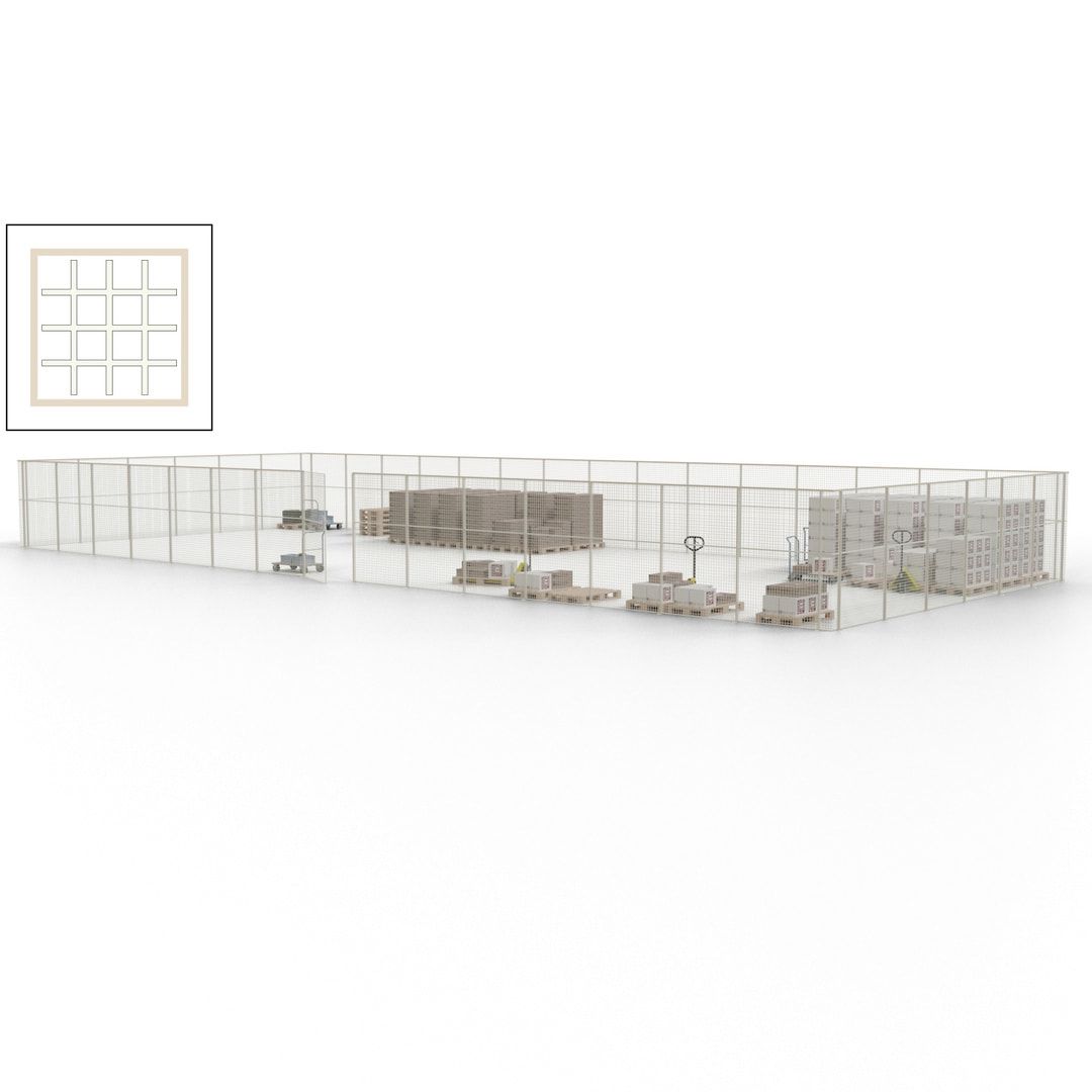 Maschinen Schutzgitter - Hallentrennwand - Sicherheitszaun - Tür - 63 m - 2.200 x 22.900 x 9.400 mm (HxBxT) - enzianblau