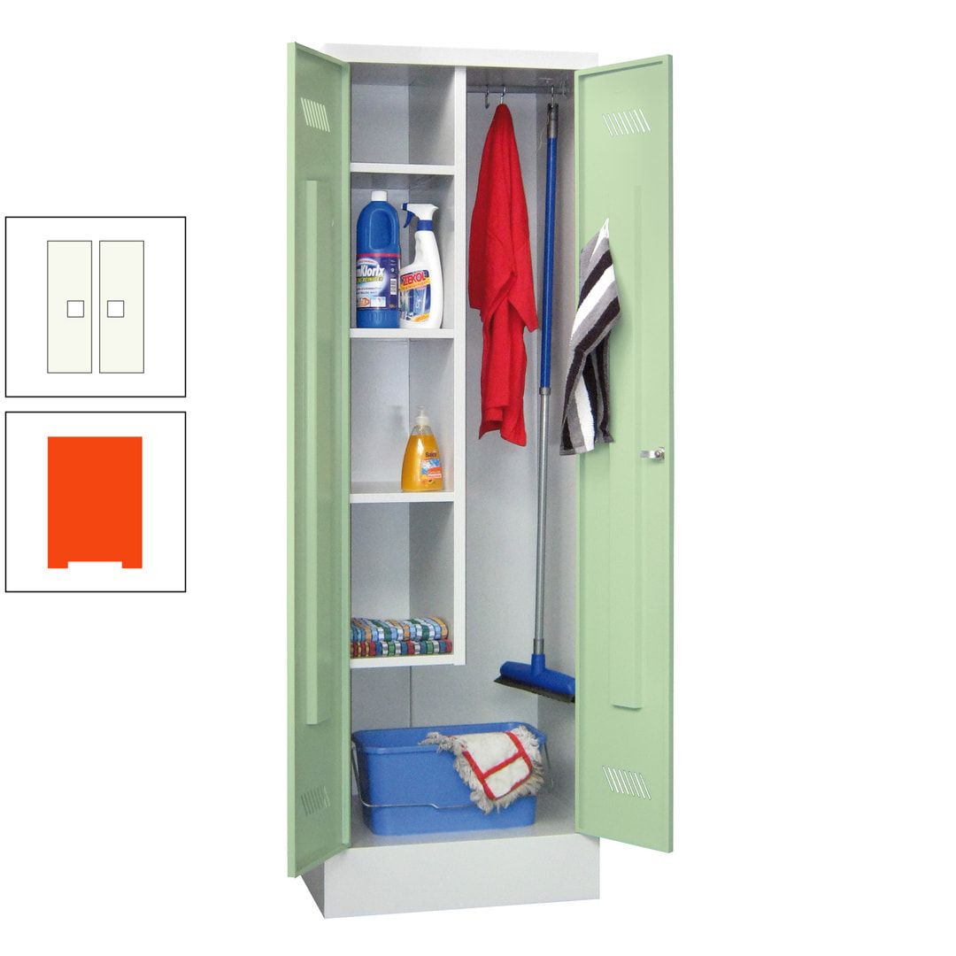 Putzschrank mit Sockel - 1 Abteil mit Trennwand - 1.850x600x500 mm (HxBxT) - Drehriegel - anthrazitgrau