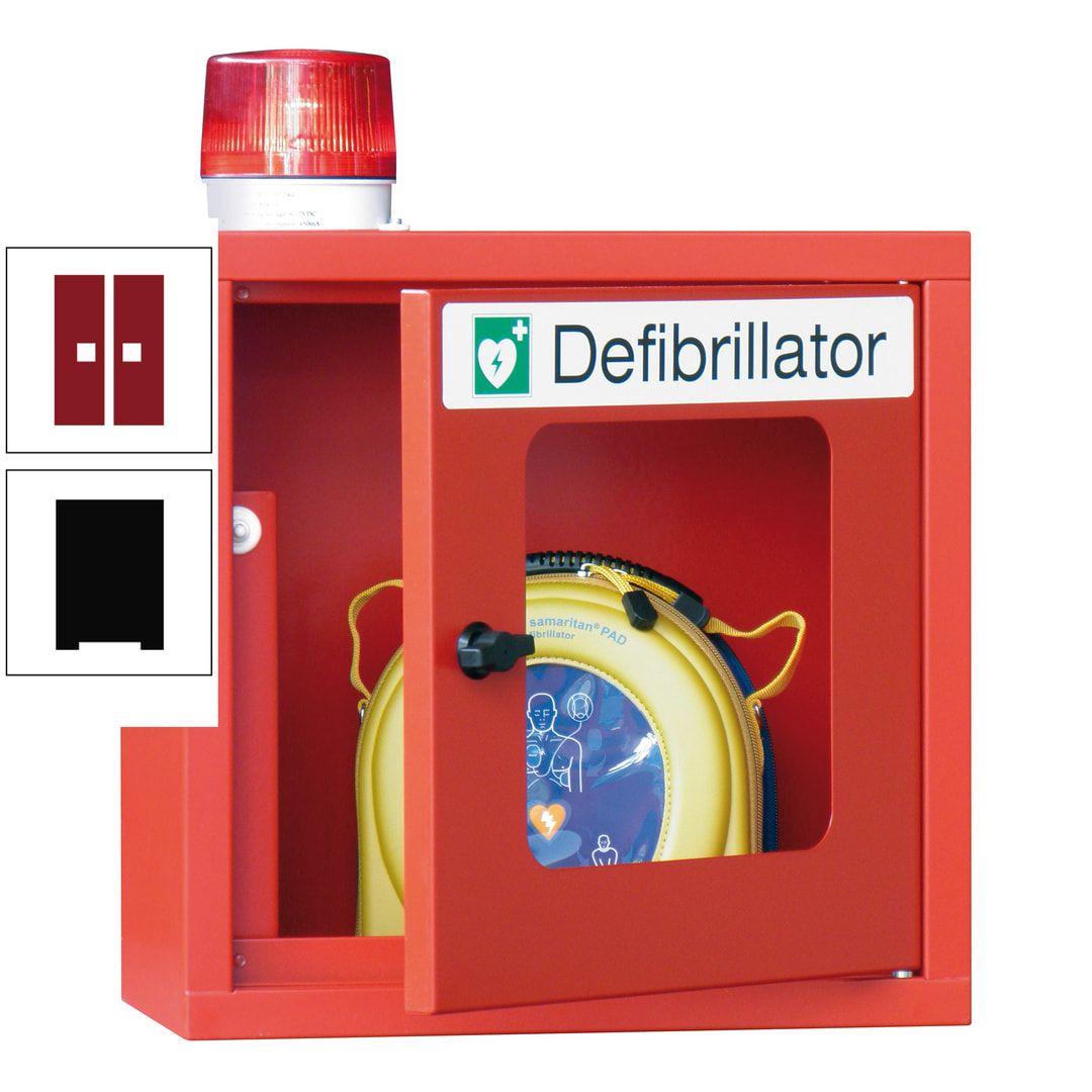 Defibrillatorenschrank mit akustischem und optischem Alarm - 490 x 400 x 200 mm (HxBxT) - Sichtfenster - anthrazitgrau