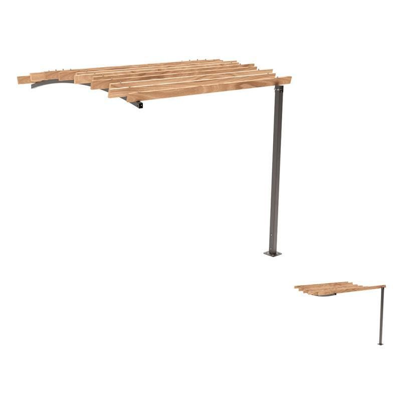 Pergola Fronterweiterung 2, Kiefer druckimprägniert Klasse 4, Stahlrohr 80x80 mm, 2.910 x 2.520 x 3.020 mm (HxBxT) fvz, beschichtet, Farbe Enzianblau