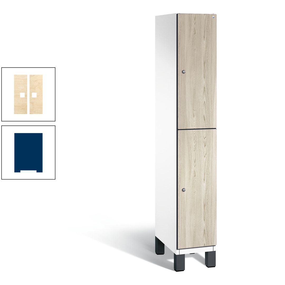 Fächerschrank, Garderobenschrank, mit Füßen, 1 Abteile, 1.980 x 300 x 525 mm (HxBxT), Korpus anthrazitgrau, Tür Donau-Ahorn