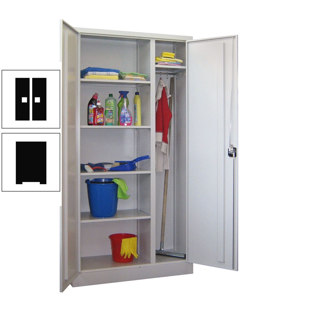 Putzschrank mit Trennwand - 1.950x1.000x400 mm (HxBxT) - Böden pulverbeschichtet - anthrazitgrau