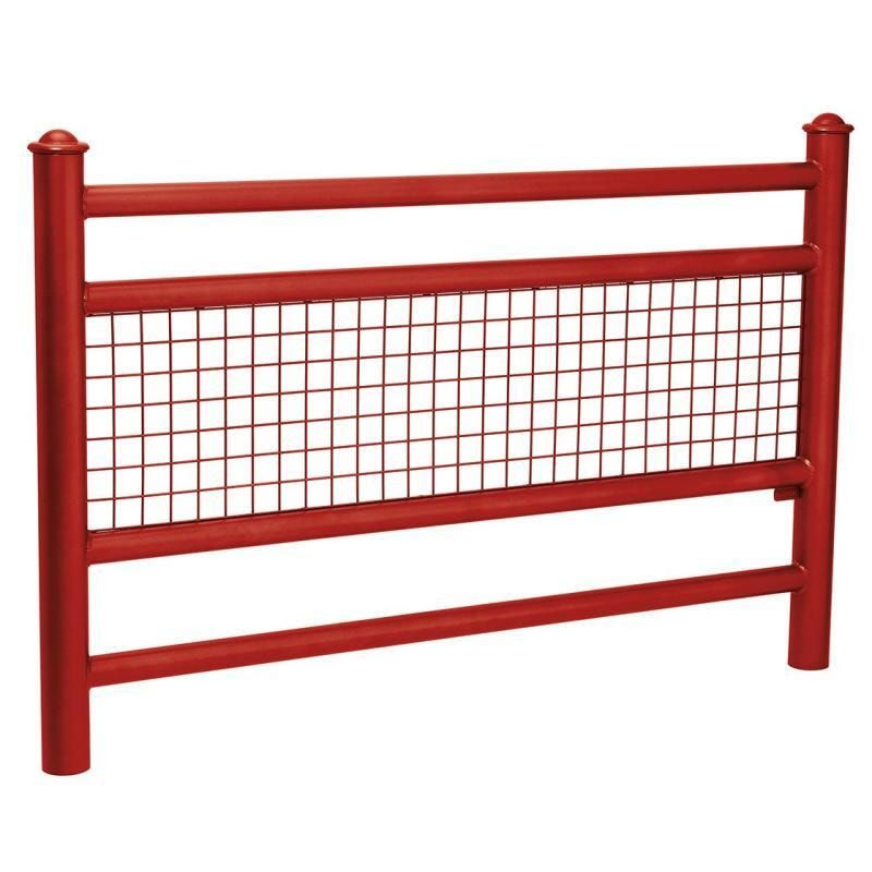 Geländer 2 Stahlrohre und Gitter - 1.000 x 1.572 mm - Pfosten mit Edelstahlkopf - Farbe enzianblau - Außengeländer Systemgeländer