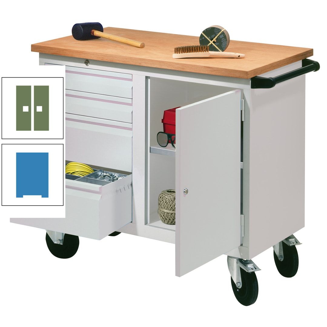 Mobile Werkbank - Werkstattwagen - 915 x 1.090 x 600 mm - 4 Schubladen und Schrankfach - anthrazitgrau