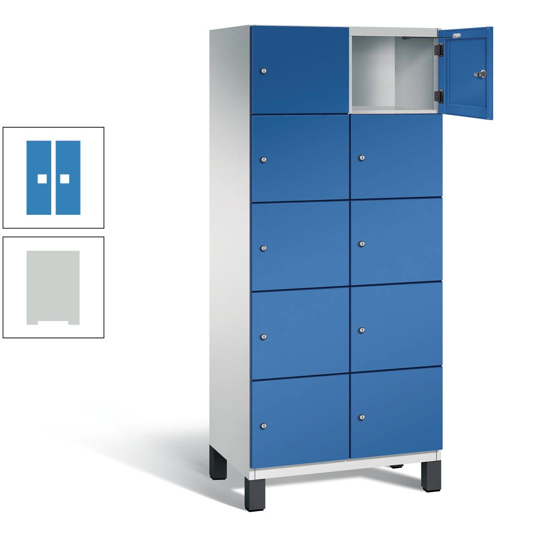 Fächerschrank, Stahlschrank, 10 Fächer, Türöffnungsbegrenzer, Füße, 1.980 x 800 x 525 mm (HxBxT), Korpus anthrazitgrau, Front anthrazitgrau
