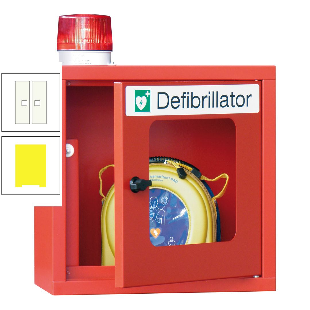 Defibrillatorenschrank mit akustischem und optischem Alarm - 490 x 400 x 200 mm (HxBxT) - Sichtfenster - anthrazitgrau