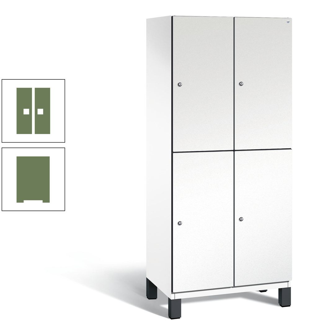 Fächerschrank, Stahlschrank, doppelstöckig, 4 Fächer, Füße, Korpus anthrazitgrau, Tür anthrazitgrau, 1.980 x 800 x 525 mm (HxBxT)