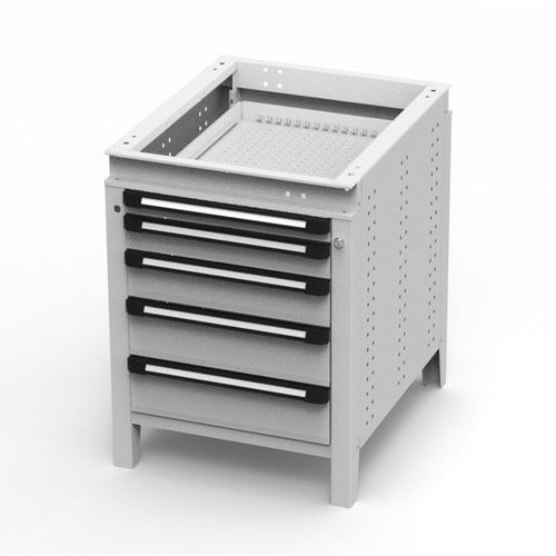 OTTOKIND Werkbank - Arbeitsplatte bündig - 850 x 605 x 750 mm (HxBxT) - 5 Schubladen - lichtgrau