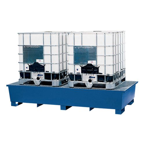 Auffangwanne für 2 IBC - 1.000 l - 1 Abfüllbock - 950 x 2.680 x 1.300 mm (HxBxT) - enzianblau