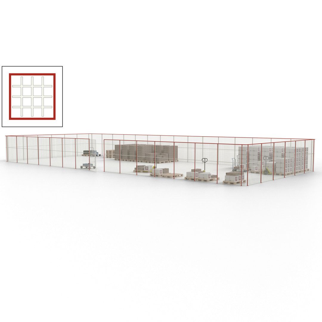Maschinen Schutzgitter - Hallentrennwand - Sicherheitszaun - Tür - 63 m - 2.200 x 22.900 x 9.400 mm (HxBxT) - enzianblau