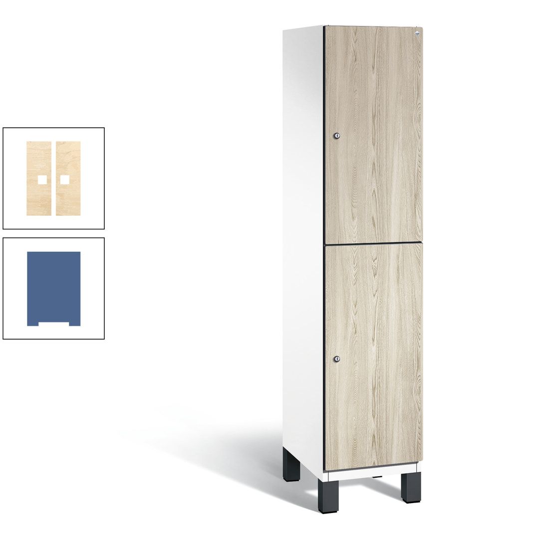 Fächerschrank, Garderobenschrank, mit Füßen, 1 Abteile, 1.980 x 400 x 525 mm (HxBxT), Korpus anthrazitgrau, Tür Donau-Ahorn