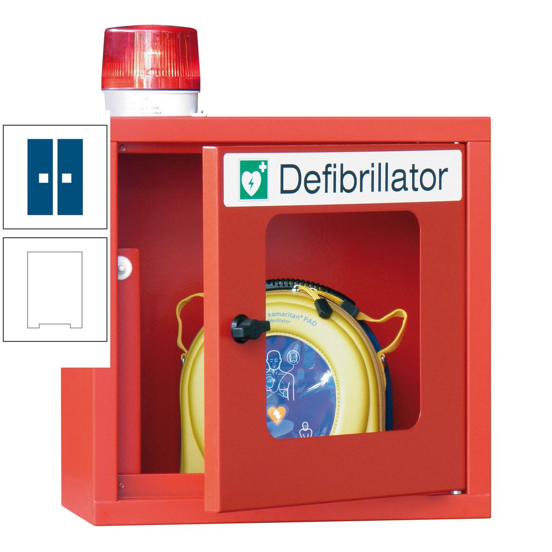 Defibrillatorenschrank mit akustischem und optischem Alarm - 490 x 400 x 200 mm (HxBxT) - Sichtfenster - anthrazitgrau