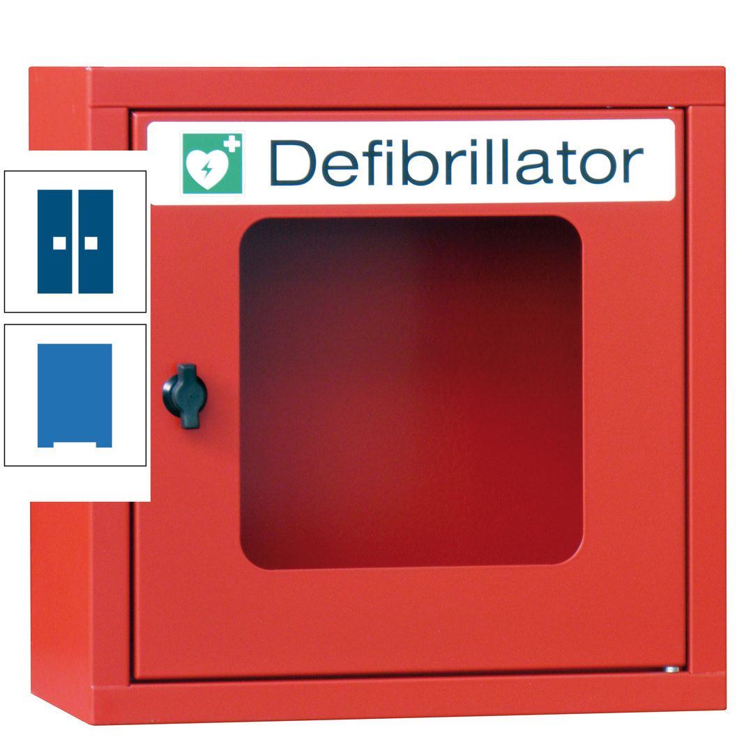 Defibrillatorenschrank - 400 x 400 x 200 mm (HxBxT) - Sichtfenster - anthrazitgrau