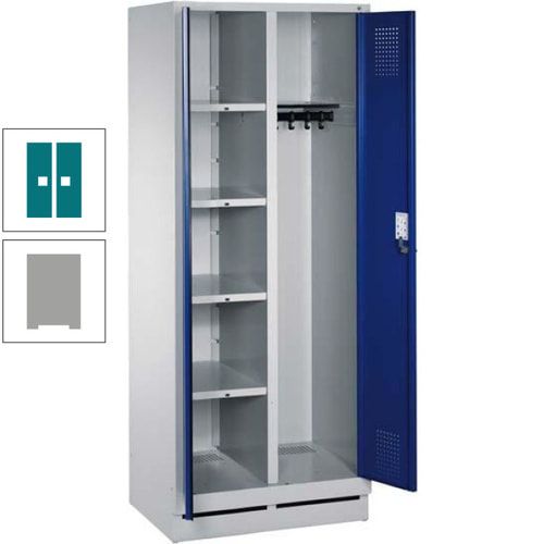 Mehrzweckschrank, Doppeltüren, Füße, 2 Abteile a 300 mm, Korpus anthrazitgrau, Tür anthrazitgrau, 1.800 x 600 x 500 mm (HxBxT)