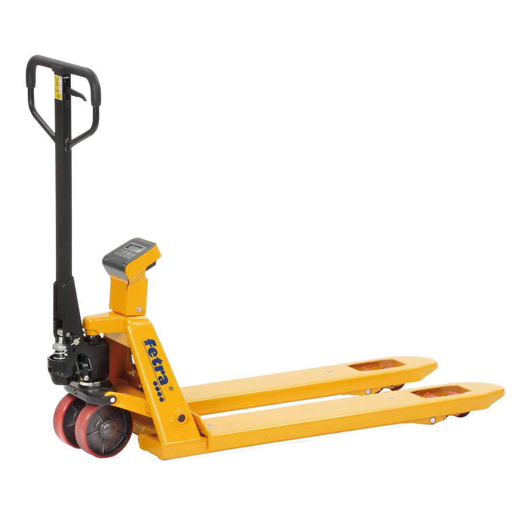 Gabelhubwagen mit Waage - Tragkraft 2.500 kg - Gabel 540 x 1.150 mm (BxL) - PU-Rollen - Fetra