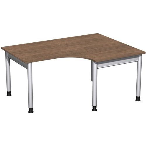 Eckschreibtisch, Eckteil 800 mm, rechts, Füße einseitig verkürzt, 4-Fuß Pro, höhenverstellbar, 680-800 x 1.600 x 1.200 mm (HxBxT), Dekor Ahorn